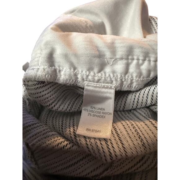 J. Jill Linen Pull On Lounge Pants 10 White Gray Stripe Beach Lightweight Casual - Picture 5 of 5